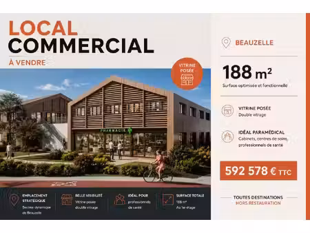 vente commerce 188 m² beauzelle (31700)