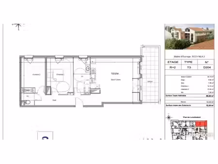 appartement 3 pièces 69 m²