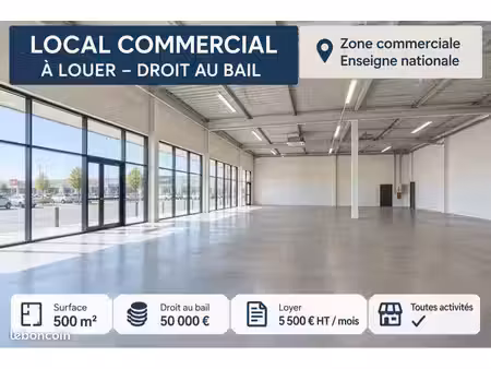 droit au bail – local commercial 500 m²