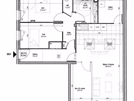 t4/t3 87 m² – nantes hauts-pavés – jardin  terrasse et parking – 450 000