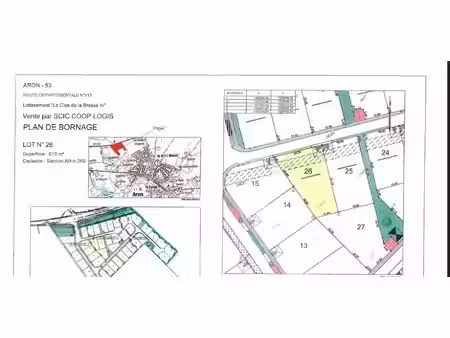 vente terrain 619 m² à aron (53440)  42 300 €