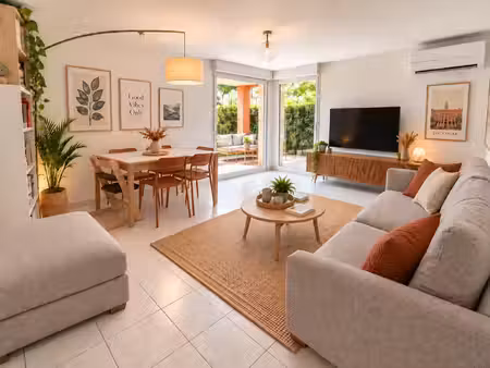 t3 de 63 m2 en rez-de-jardin avec terrasse  jardin et piscin