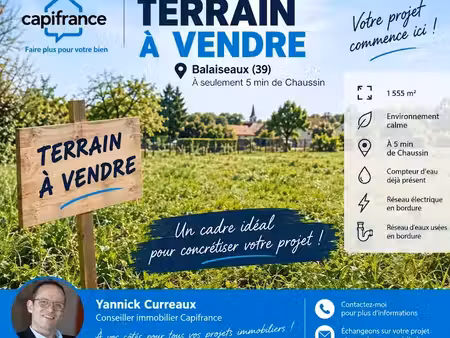 vente terrain 1555 m² à balaiseaux (39120)  60 000 €