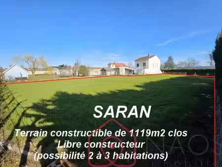 vente terrain 1190 m² saran (45770)