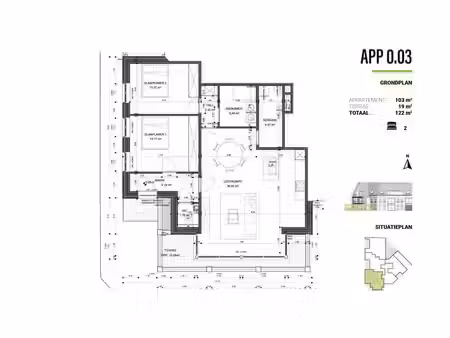 gelijkvloers 2-slaapkamer appartement in centrum diksmuide