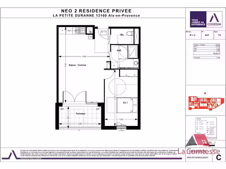 location appartement 2 pièces 53.35 m² à aix-en-provence (13090)  1 012 €