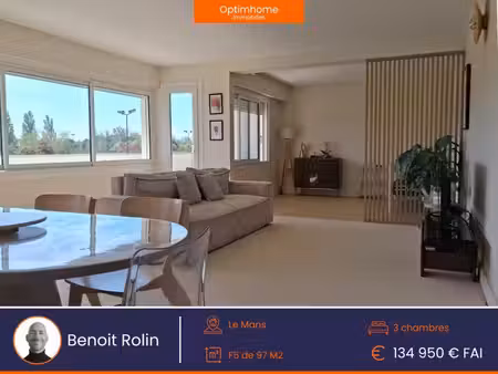 magnifique appartement f5 de 97 m² - 3 chambres - le mans quartier est