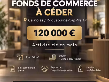 fonds de commerce à céder – carnolès – activité clé en main