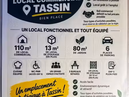 local commercial / tassin la demi-lune