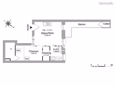 appartement meublé 2 pièces 25.07m² à louer 690 - toulouse 31000