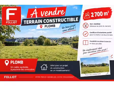 a vendre  terrain le parc 2700 m2