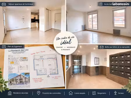 appartement f2 - 41m² - 3/3 avec ascenseur + terrasse + cave + parking