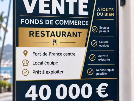 vend fond de commerce restaurant