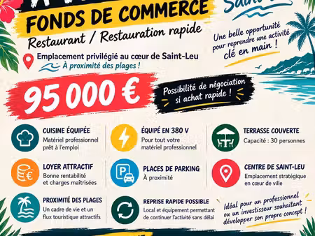 vente fond de commerce restaurant saint leu centre