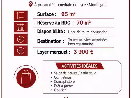 location commerce bordeaux 33000 95m²