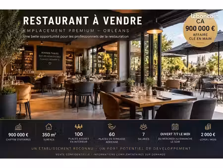 restaurant à vendre – orléans – ca 900 k