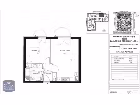 appartement à louer 2 pièces 44.54 m² - cormeilles-en-parisis (95) - 799€