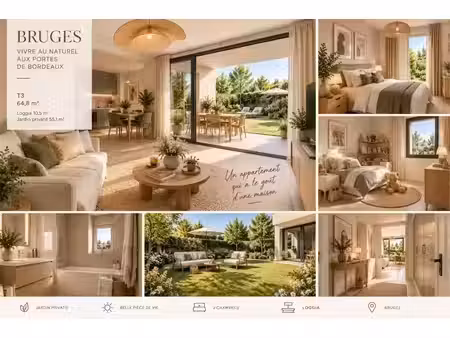 vente appartement 3 pièces 65 m² à bruges (33520)  319 000 €