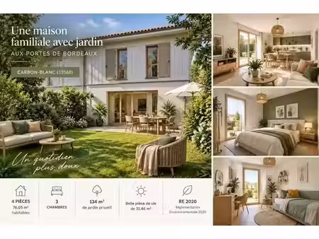 vente maison 4 pièces 76 m² à carbon-blanc (33560)  308 400 €
