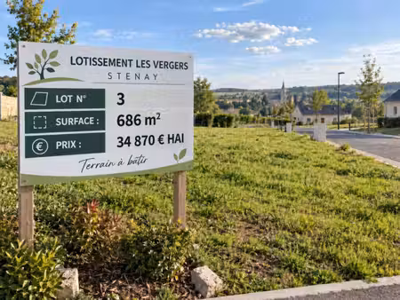 stenay 55700 terrain à bâtir viabilisé 686 m² lot n° 3 | lotissement les vergers | 34 870 