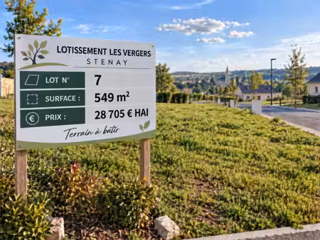 stenay 55700 terrain à bâtir viabilisé 549 m² lot n° 7 | lotissement les vergers | 28 705 