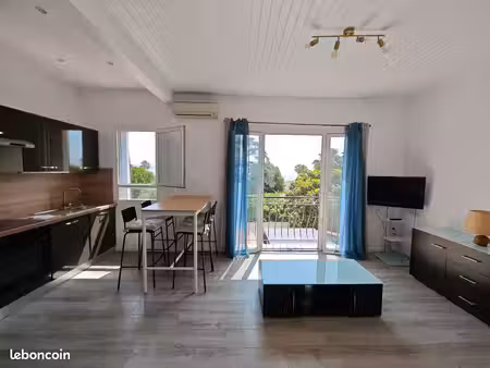 bord de mer (vers hôpital) t2 sur jardins vue mer 33m² clim  cuisine et salle d’eau équipé