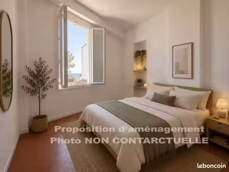 t2 de 45.5 m2 - vue mer & tomettes d'origine - haut de l'estaque + garage en sus