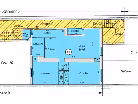 appartement 3 pièces - 62 9m² - rue du faubourg montmartre - paris 9ème