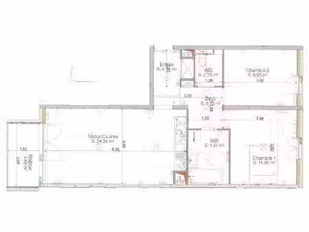 appartement t3 - 61.3 m² - tours