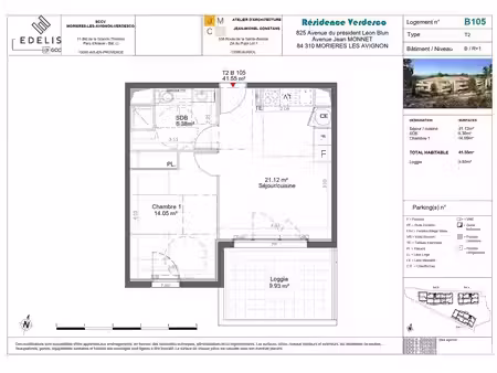 t2 lumineux avec parking privatif – morières-lès-avignon