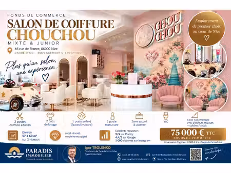fonds de commerce – salon de coiffure mixte – nice carré d?