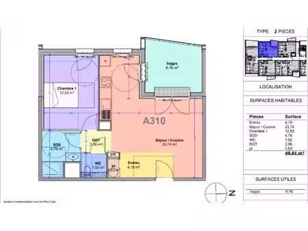 location appartement 2 pièces 50m² maromme 76150
