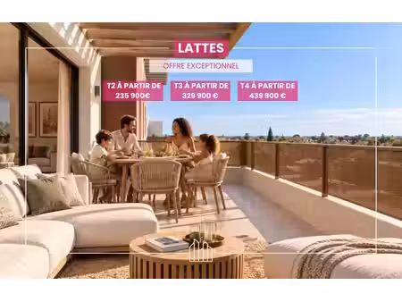 vente appartement neuf 3 pièces 63m2 lattes - 335900 € - surface privée