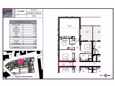location appartement 4 pièces 75 m² à le thor (84250)
