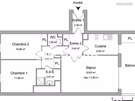 appartement 3 pièces 65.46m² à louer 1221 - aix-en-provence 13100