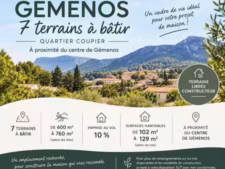 terrain 600 m² gemenos
