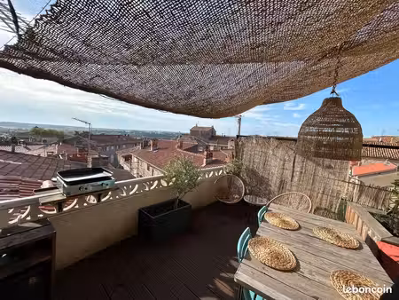 ? superbe t2 traversant rénové – hypercentre de béziers – terrasse avec vue