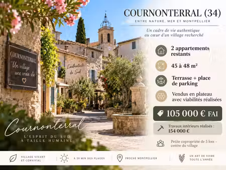 cournonterral centre – appartements t2/t3 avec extérieur + parking