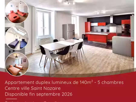 duplex rénové 140 m² – 5 chambres – centre‑ville – familles  colocations  entreprises