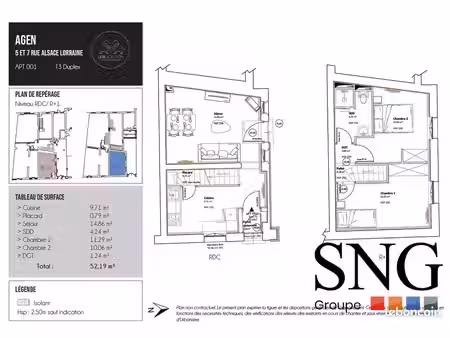 duplex 3 pièces 52 m²