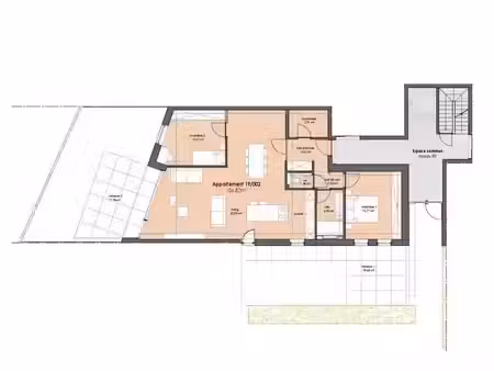 appartement 2 chambres avec double terrasse/jardin