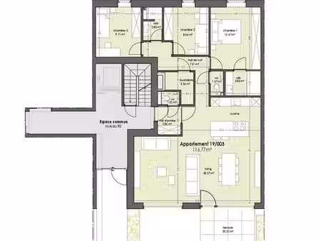 appartement 3 chambres  terrasse/jardin
