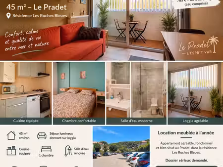 t2 meublé 45 m² avec loggia – le pradet – 850 cc