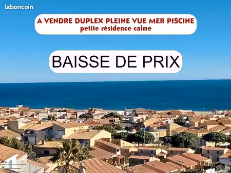 duplex pleine vue mer piscine plage et centre a pied