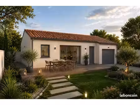 maison neuve traditionnelle de plain-pied 82 m² avec 3 chambres et garage sur terrain de 3