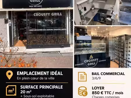 fonds de commerce restaurant / snack – 65 000 – loyer 850 cc – clé en main – saint-cloud (
