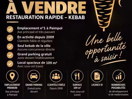 fond de commerce restauration rapide kebab
