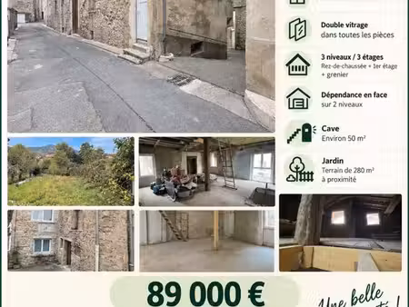 vente maison sur 3 niveau avec cave grenier   dépendance jardin travaux a prévoir