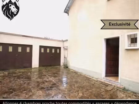 allonnes maison 5 pièces + 2 garages + dépendance