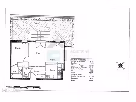 appartement 2 pièces 43 m²